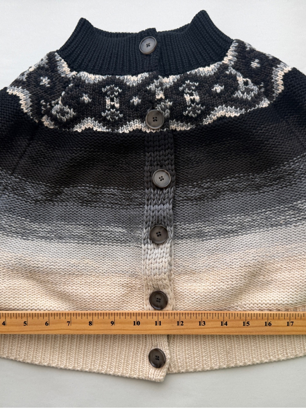 Ports 1961 Wool Ombre Fair Isle Wool Cape Sweater Cardigan Poncho XS - Picture 7 of 11